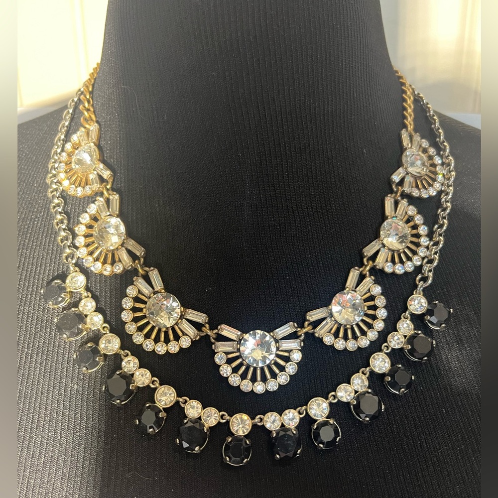2 J. Crew retro-inspired rhinestone necklaces